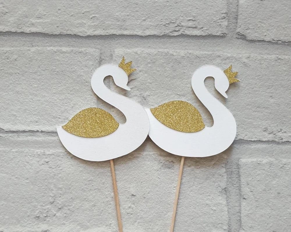 12 Pieces Cygne Princesse Cupcake Figurine Pour Gateau De Fete Le Lac Des Cygnes Theme Anniversaire Vilain Petit Canard A Swan Princesse Premier Anniversaire Aliexpress