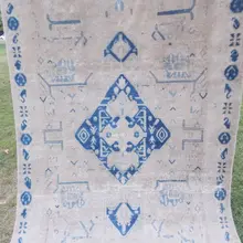 Синий цвет винтажный ковер Oushak, тканые племенные плоские ковры для детской комнаты, современный напольный ковер для детской комнаты 5'1'' x 8'8''