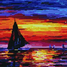 Алмазная мозаика EF 603 Парусник на закате 30*40
