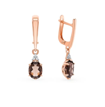 

Silver earrings with раухтопазами and cubic zirconia sunlight sample 925