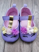 Zapatos de unicornio con flores para niñas pequeñas de 0 a 18 meses, zapatos de piel sintética, suela suave, para cuna, para primavera y otoño