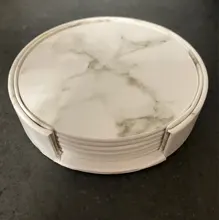 Marble Coaster Cup-Mat Table-Pad-Holder Clean-Placemats Coffee Round Drink 6PCS To Easy