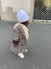 Chaquetas de rejilla de primavera para niños y niñas, gabardina de lana de doble botonadura, abrigo de solapa, prendas de vestir exteriores, abrigo de lana