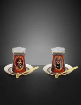 

Lux Real Gold And Silver Detailed Stylish And Flashy Ottoman Sultans Tea Glass Set 2-6 Pieces