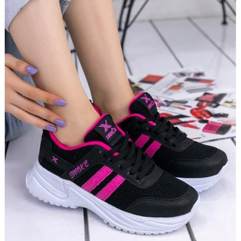 

Kelsi Black Skin Fuchsia Stripe Sports Shoes