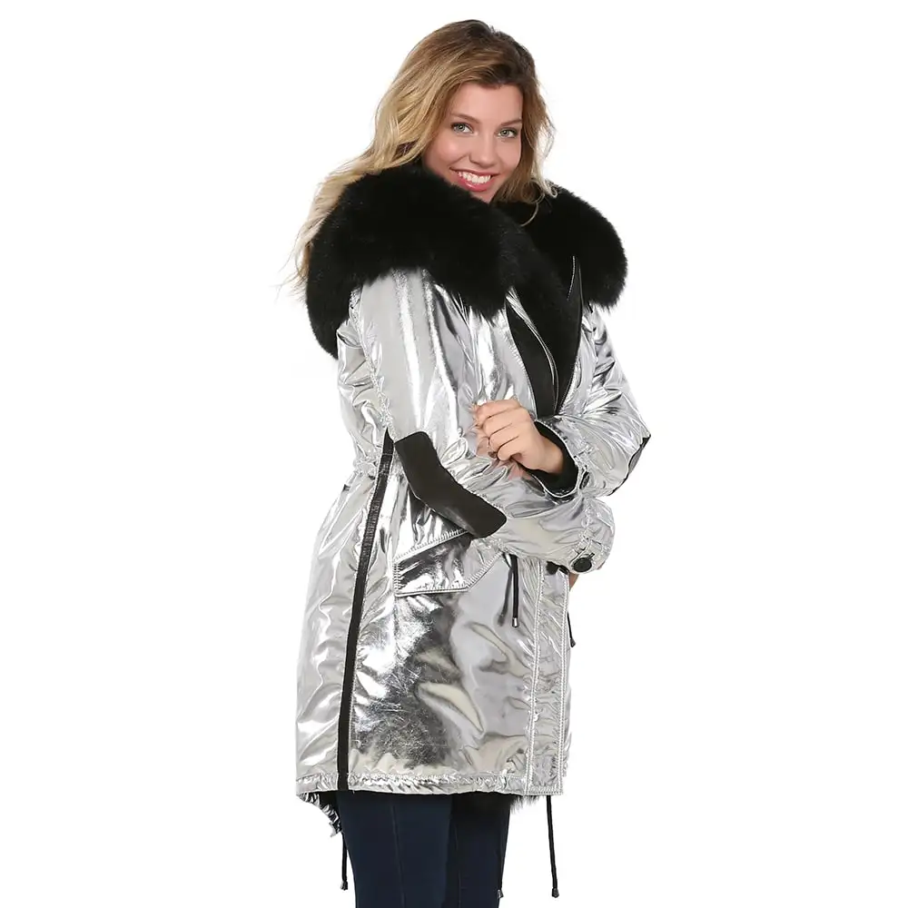 K_9012_Metalic_Silver__Puffer_Woman_Jacket_With_Fur_Front_Side_2