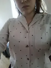Casual Women Blouse Tops Collar Long-Sleeve Office-Work Printed Polka-Dot Fashion Ladies