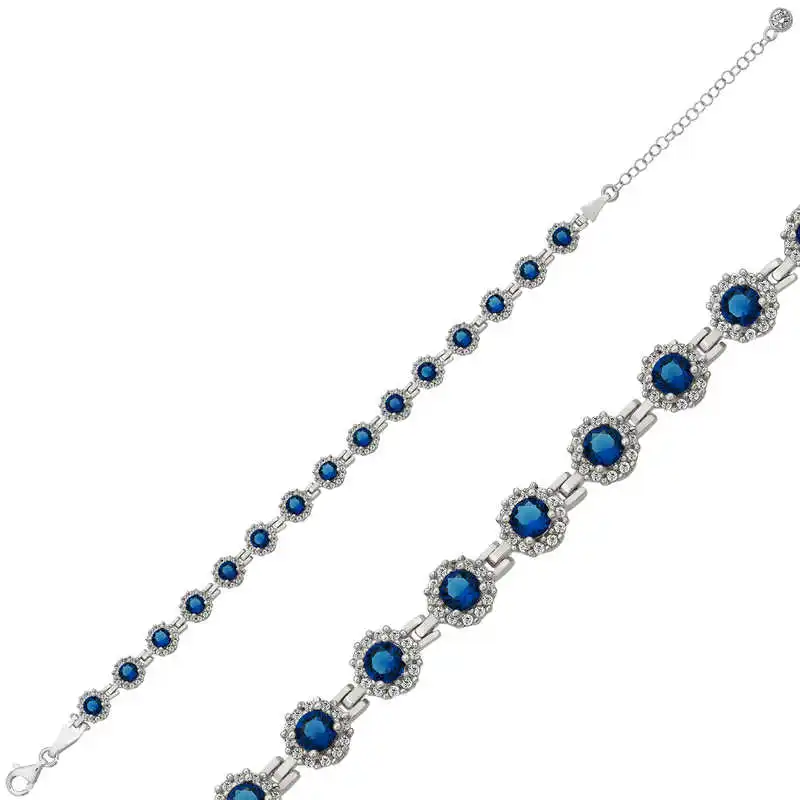 

Armagano 100% 925 Sterling Silver Round Sapphire Lady Bracelet High Quality and Original Women Wrist Straps