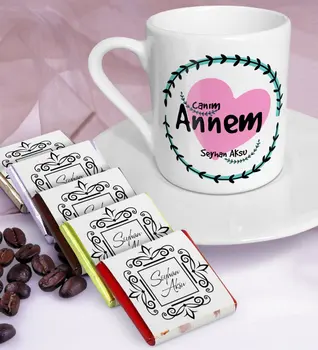 

Personalized Dear Mom Turkish coffee Cup and Chocolate Set-10