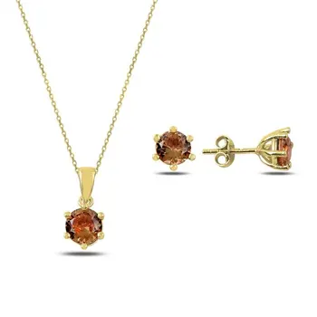

Angemiel 925 Silver Zultanite Cubic Zirconia Engagement Set-Gold Plated