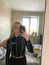 KLALIEN-Ropa deportiva de manga larga con cremallera para mujer, chándal de 2 piezas con letras reflectantes, leggings, 2020