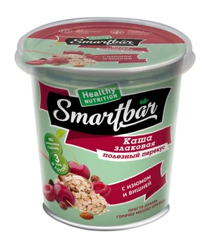 

Cereal porridge, not requiring cooking with raisins and cherry smartbar 40g.