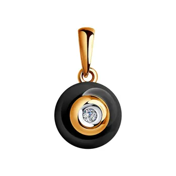 

Sokolov pendant in Gold with Diamond and Black ceramics, fashion jewelry, gold, 585, women's male, pendants for neck women