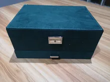 WE New-estuche de 3 capas con broche verde para mujer, organizador de joyería, anillo grande, collar, soporte de maquillaje, caja de joyería de terciopelo con cerradura