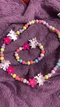 Sweater Necklace Bracelet Gifts Flower-Animal Wooden Children Jewelry Girls Cute Cartoon