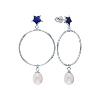 

Silver earrings with pearls cultured sunlight sample 925