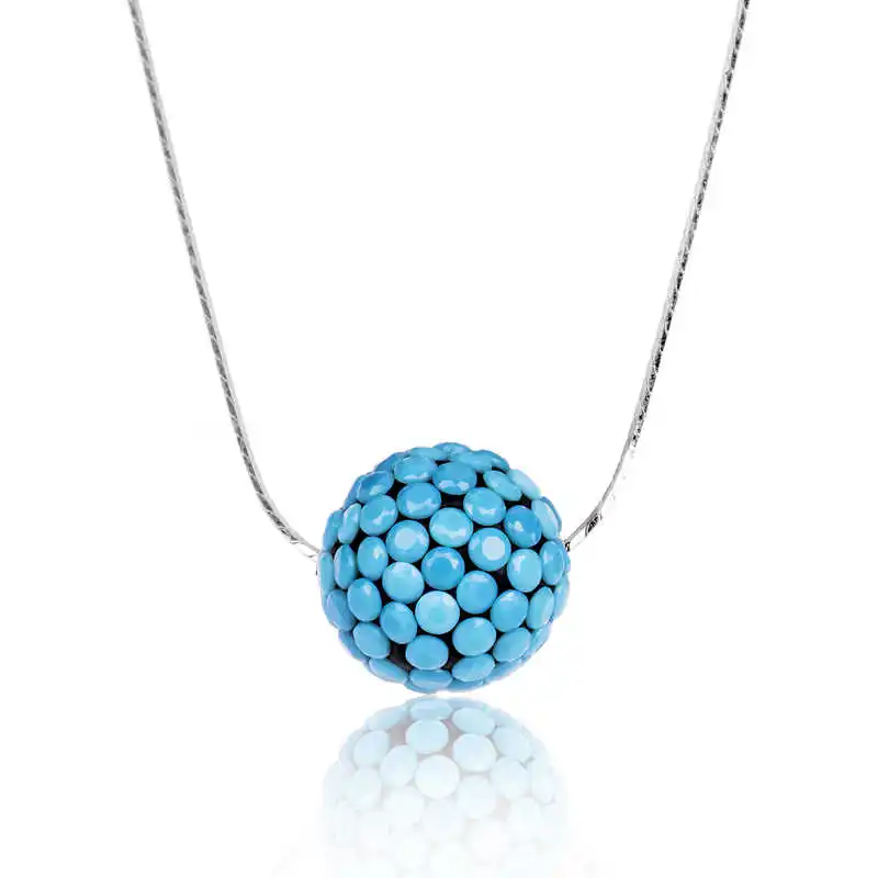 

Silver Blue Stone Ball Lady Necklace