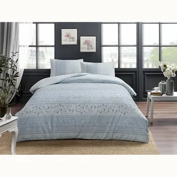 

Tac Textile Ranforce Leona Soft Feel Hypoallergenic % 100 Cotton 3 Pieces Single Duvet Cover Set with Flat Sheet blue