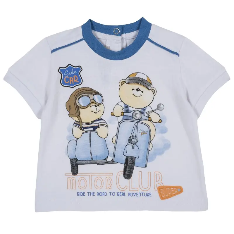 Chicco T-shirt size 080 print motorcyclists(white-blue