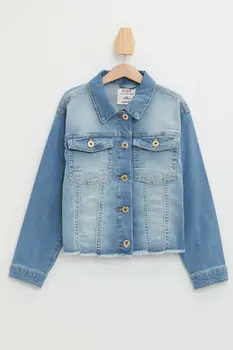 

DeFacto Girl's Spring Denim Jacket Girls' Casual Blue Denim Coats Girls Washed Loose Denim Jackets-N7441A620SP