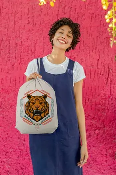 

Angemiel Bag Orange Lion And Motifs Cloth Backpack