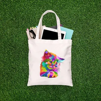 

Angemiel Bag Colorful Thoughtful Cat Shopping Beach Tote Bag