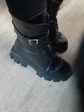 Botas de motocicleta de bolsillo para Mujer, suela gruesa con cordones de zapatos de plataforma, militares, color negro, 2020