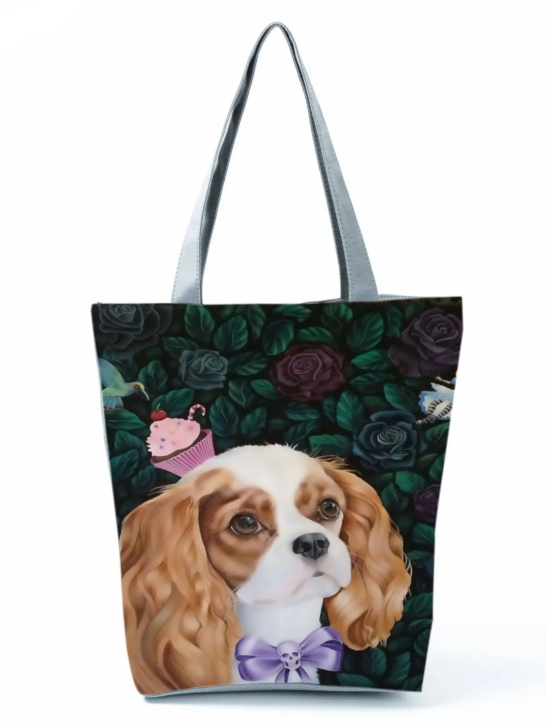 Charles Spaniel Dog Printed Women Handbags Fashion Tote Shoulder Bags Large Capacity Shopping Bag Bolsa Female Custom Pattern 