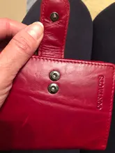 Billetera de cuero genuino para hombre y mujer, billetera pequeña Rfid, tarjetero, monedero rojo
