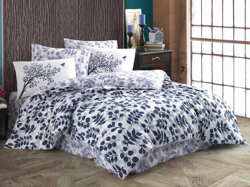 

YOUR WONDERFUL COVER Silvia Single Ranforce Duvet Cover Set Navy Blue & Red