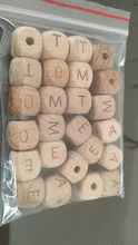 12mm 5PCS Square Wooden Alphabet Beads A-Z Letter beads for Baby Dummy Chewable Nursing