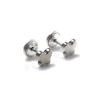 

Sterling silver earrings 925m with rhodium plated 5mm. Butterfly infant [AC0410]