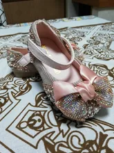 Zapatos de cuero con lazo de diamantes de imitación para niñas, zapatillas de baile de fiesta, zapatos planos de rendimiento para bebés y estudiantes, D785