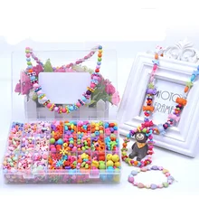 Мультяшный бисерный набор аксессуаров игрушечное Ожерелье Браслеты Обучающие ювелирные изделия изготовление подарок на день рождения DIY ручной работы Творческие дети