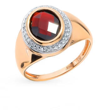 

Gold ring with garnet and diamonds sunlight sample 585