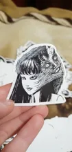 Pegatina de cómic de Horror para monopatín, adhesivo impermeable de Anime japonés Tomie, para equipaje y portátil, color blanco y negro, 10/21/49/50/56 Uds.