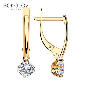 

SOKOLOV drop earrings with stones of gold with Swarovski Crystals Zirconia, fashion jewelry, 585, women's male, long earrings