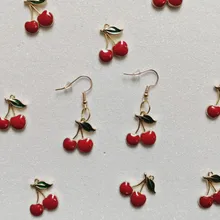 Abalorios de cereza esmaltados de 16x19mm, fruta para fabricación de joyas, pendientes, pulsera y collar, dijes, 10 uds.