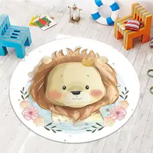 Еще Коричневый Милый Львы цветы рамки 3d узор принт противоскользящие сзади круглые ковры области ковры для детей Детская комната