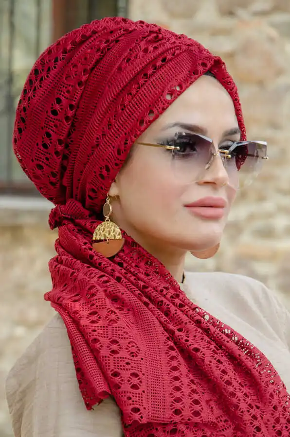 Muçulmano turbante hijab gorro cachecol rendas para