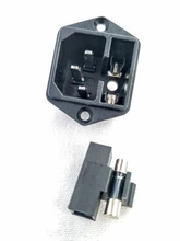 IEC320 C14 eléctrico CA zócalo 3 pin rojo LED 250V interruptor basculante 10A fusible mujer entrada macho conector de clavija 2 enchufe con pines de montaje