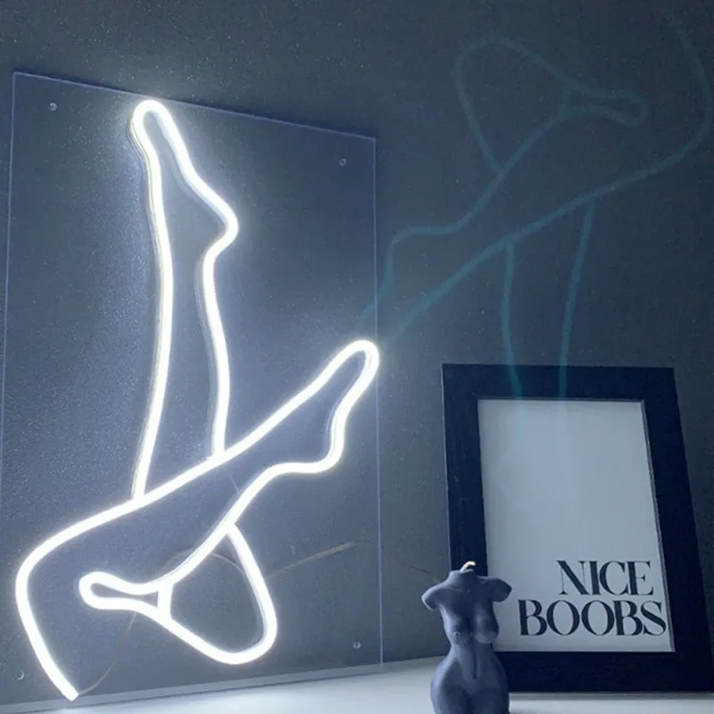 Custom Neon Light Sign Woman Sexy Legs Silhouette Wall Decoration Acrylic Flexible LED Light Sign Room Decoration Art Decor