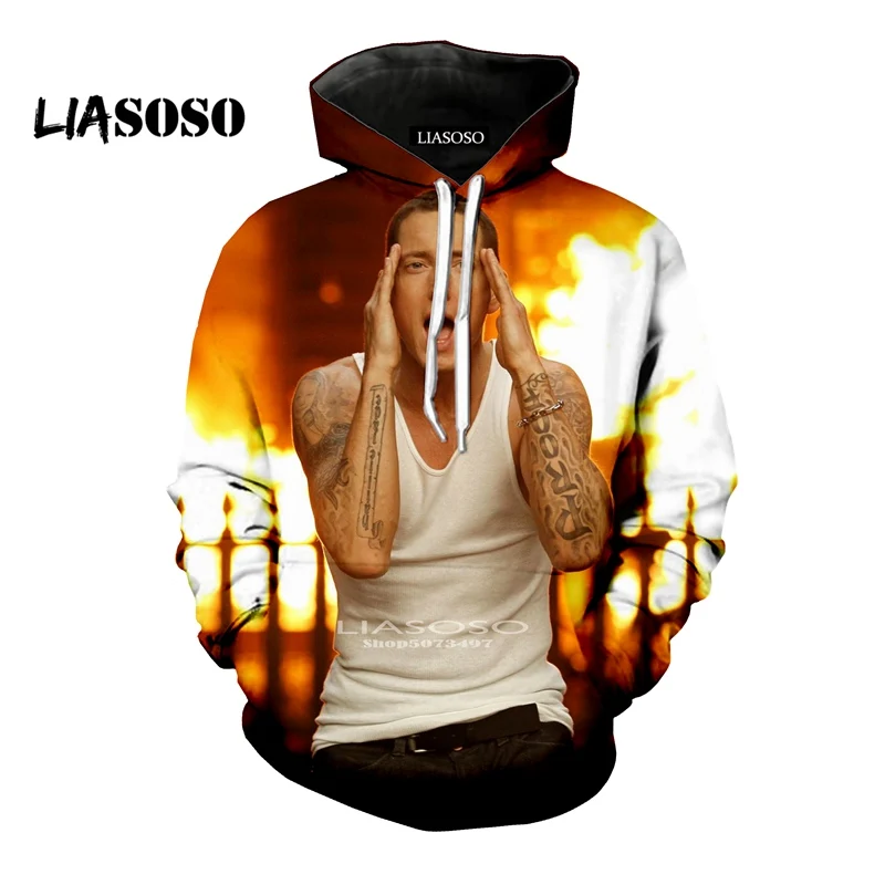 LIASOSO/ дизайн, модные толстовки Harajuku с 3D принтом, пуловер Eminem Vs 2PAC, спортивный костюм с капюшоном в стиле хип-хоп, Повседневная Толстовка - Цвет: Тёмно-синий