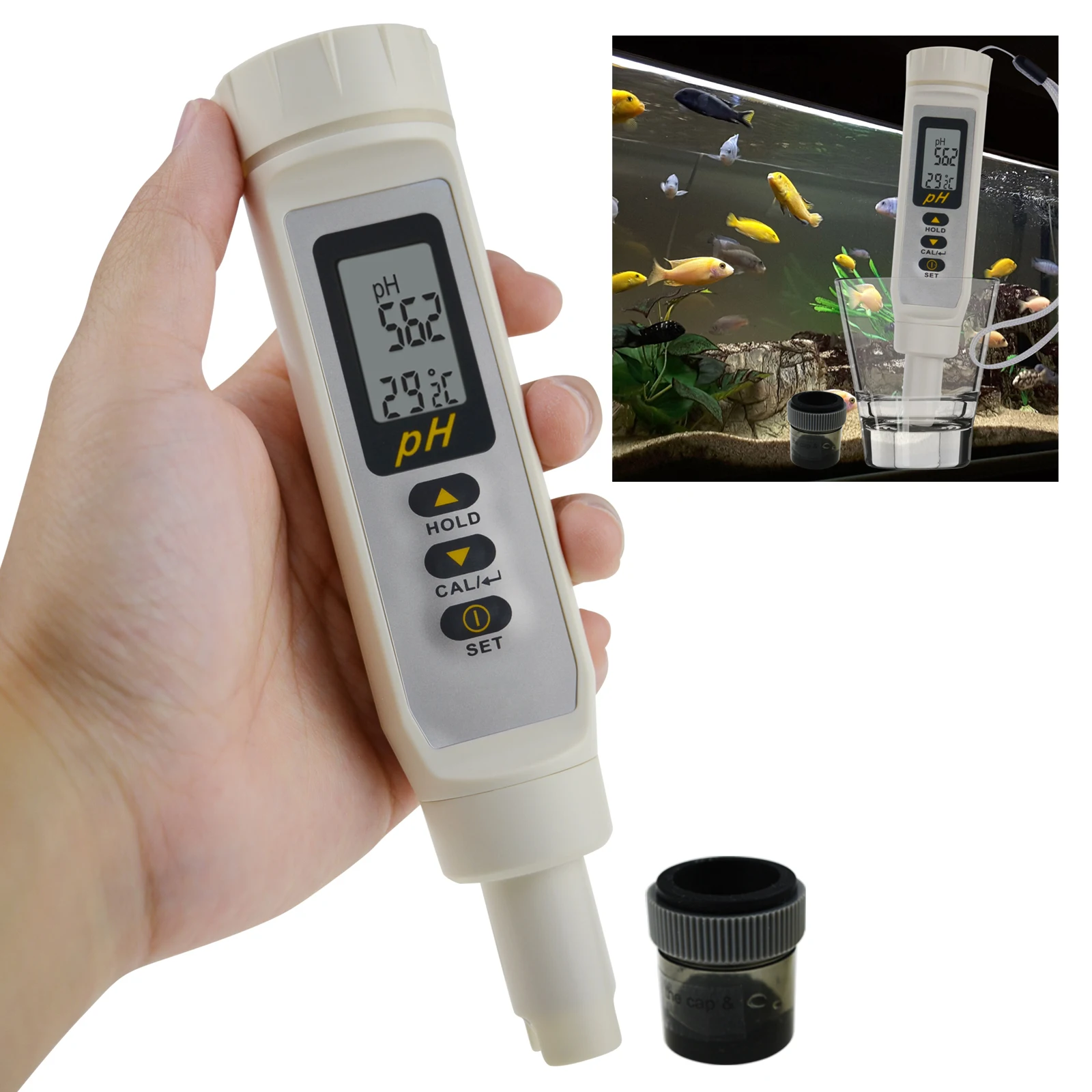 

2-in-1 Digital Pen-type pH Temperature Meter Built-in ATC Auto Calibration IP65 with Replaceable Electrode