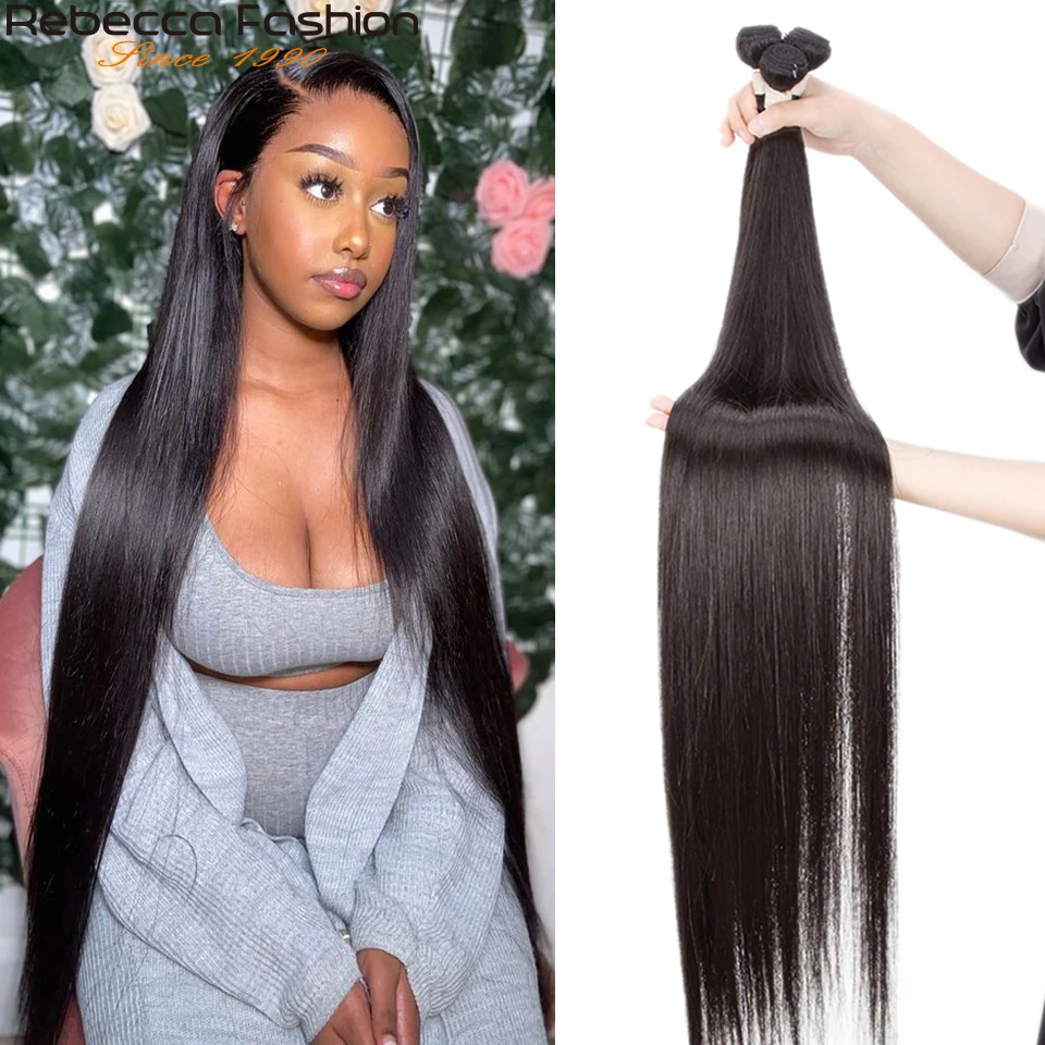 Rebecca 30 32 34 36 pulgadas mechones extensiones de cabello peruano mechones 100% extensiones de cabello humano mechones de cabello humano Remy
