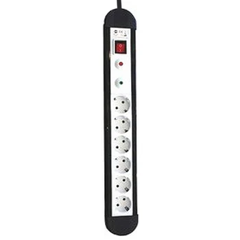 

Power Socket - 6 Sockets with Switch Silver Electronics 3680W Black