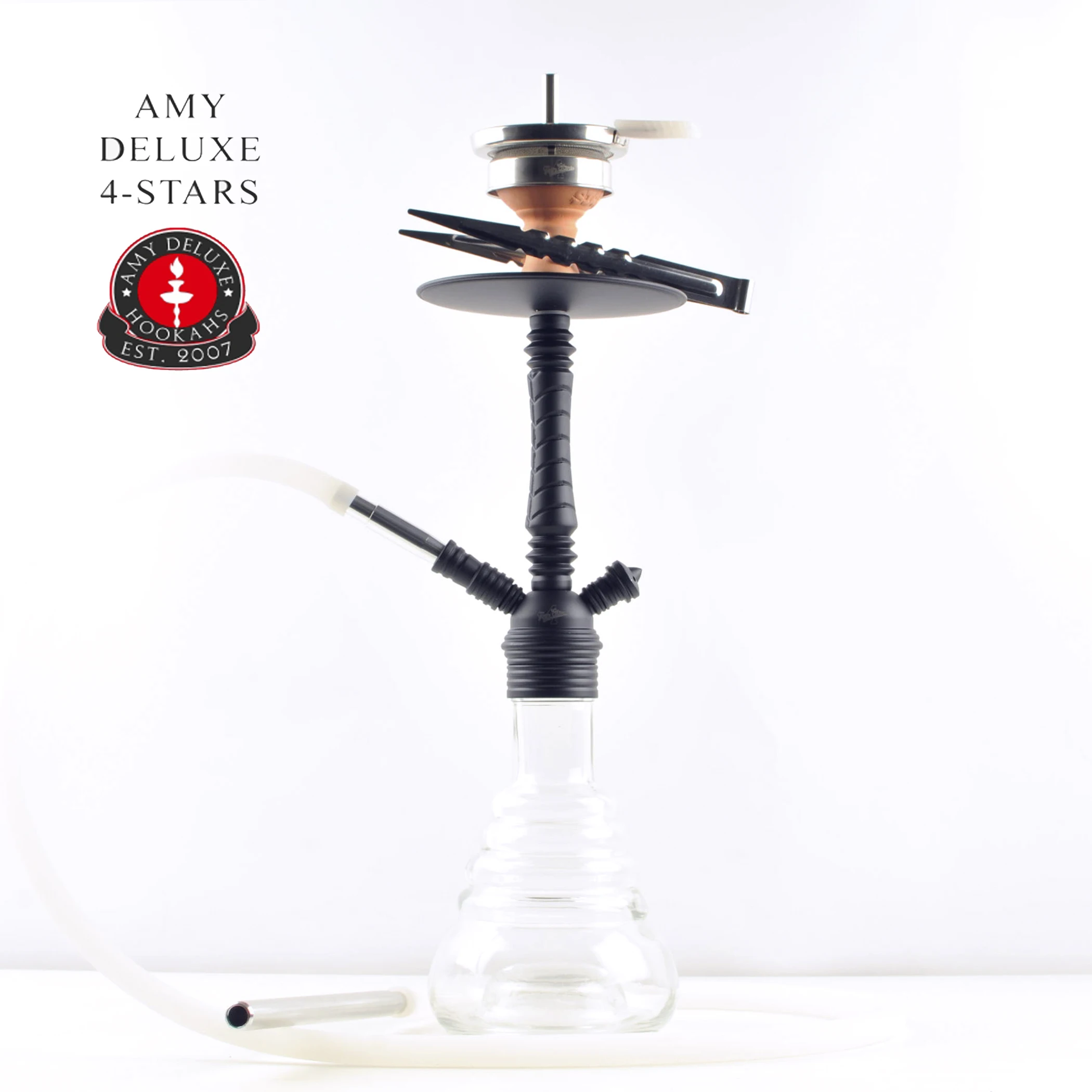Кальян Amy Deluxe 4 Stars модель 450 bsmbk ТК Прозрачный без рисунка полный комплект. Высота 50