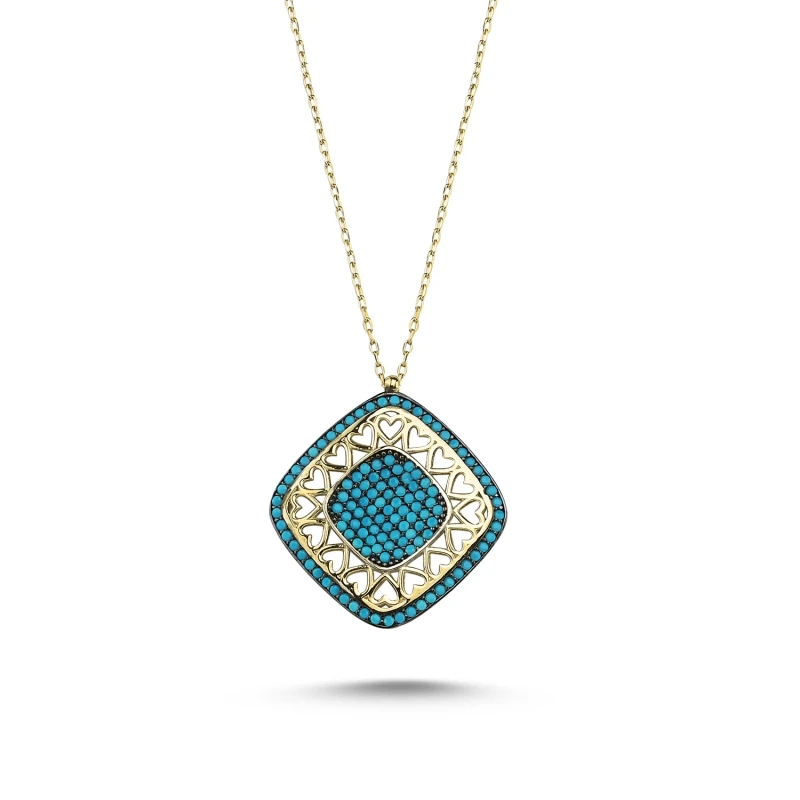 

Armagano nano Turquoise Stone Heart Square Pendant