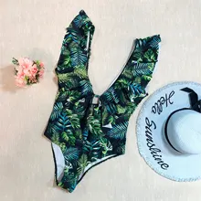 Bañador Sexy de una pieza para mujer, traje de baño de realce, Monokini con volantes, ajustable al hombro, 2021