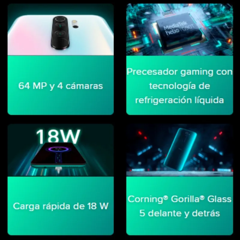 Xiaomi Redmi Note 8 Pro (128GB ROM, 6GB RAM, Cámara de 64 MP , Android, Nuevo, Libre) [Teléfono Movil Versión Global para España